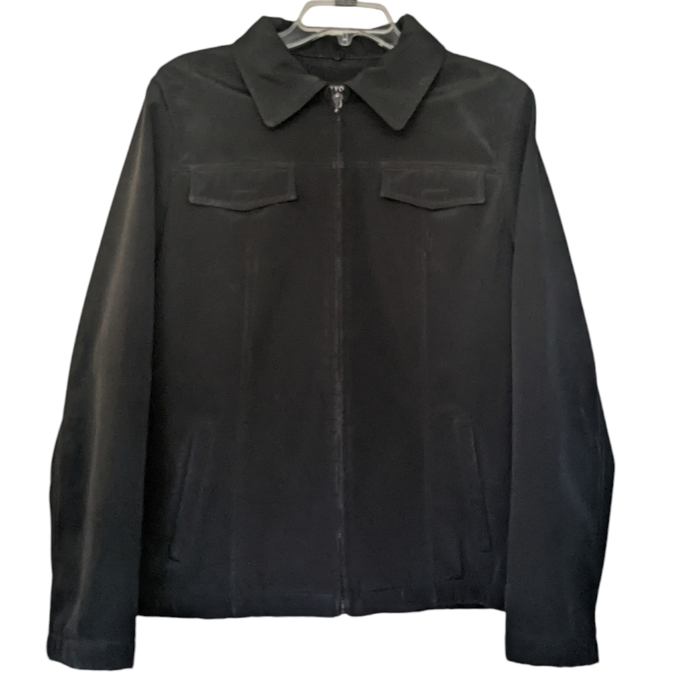 New York and company women's black jacket size large collar and zip up pockets